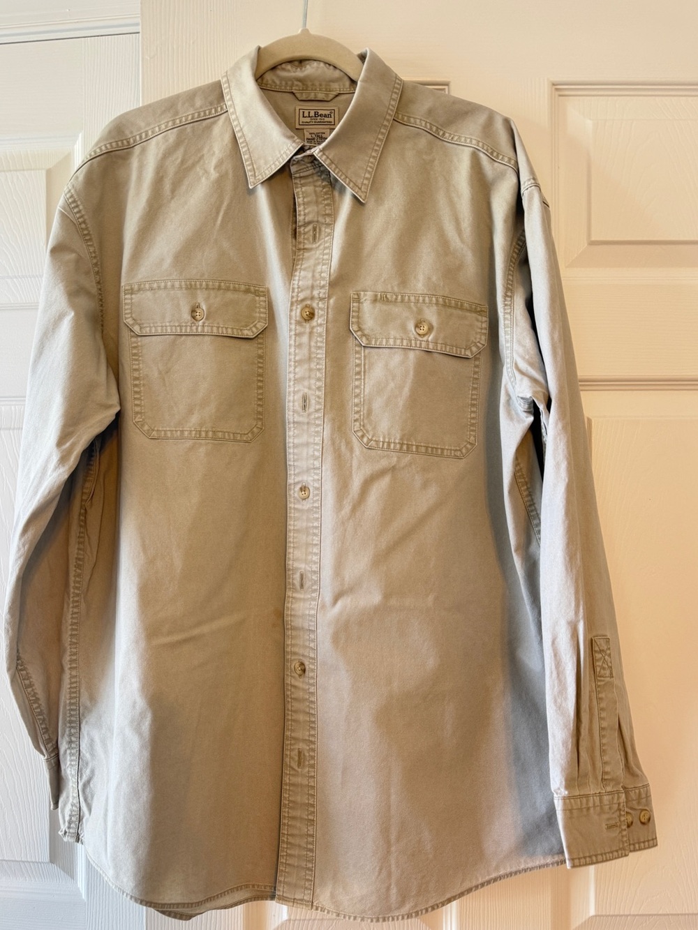 L.L. Bean Men's Light Khaki Button-Up Shirt Jacket